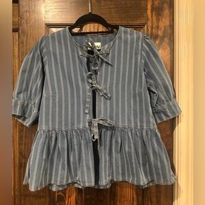 Ganni Peplum Tie Front Top